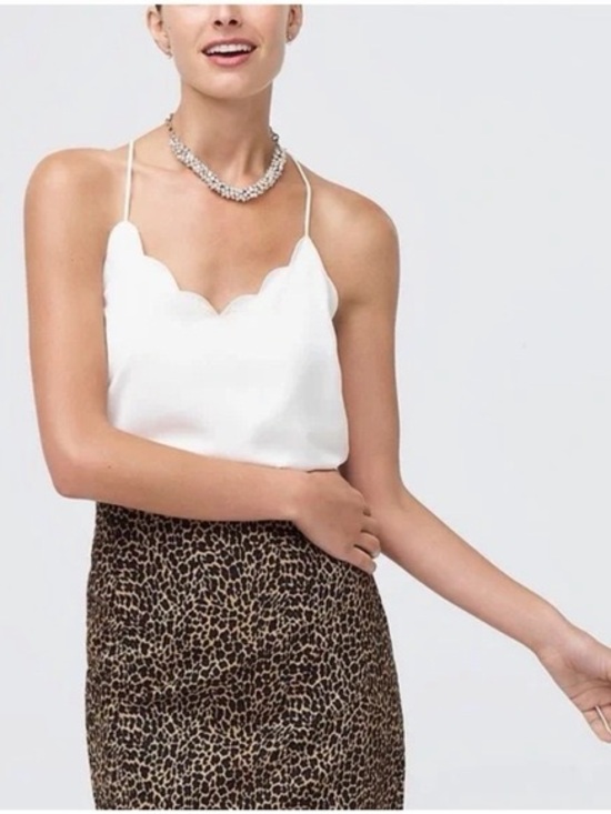 J. Crew Tops - NWT: J. Crew Cream Scalloped Silk-Blend Cami